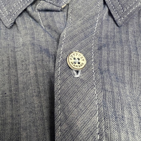 Outpost Makers Mens Large Blue Chambray Micro Stripe Long Sleeve Button Shirt - Picture 4 of 7